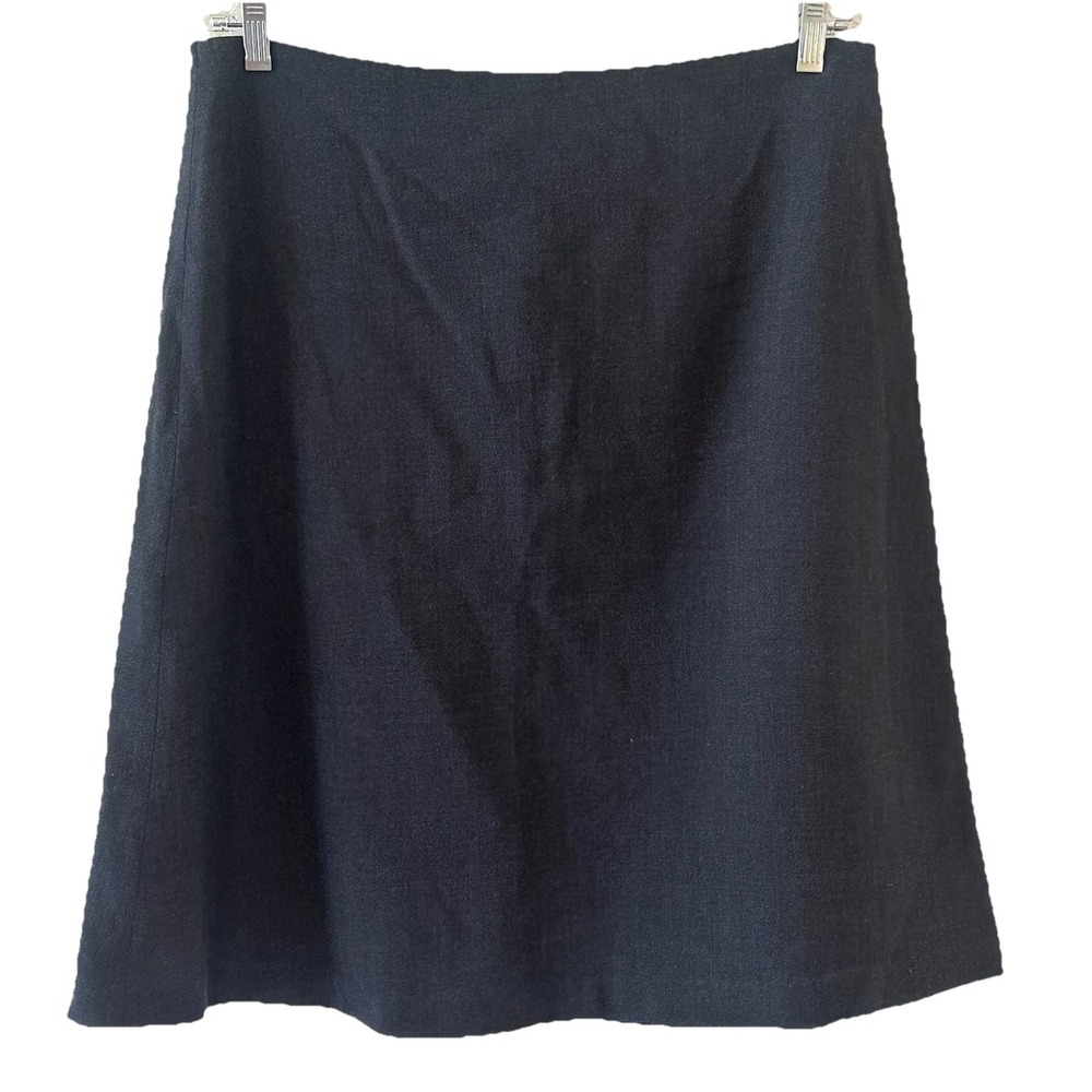 Eileen Fisher Black Heather Merino Wool Zip Knit Mini A Line Skirt Petite Large